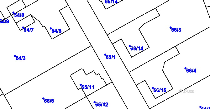 Parcela st. 65/1 v KÚ Lyžbice, Katastrální mapa