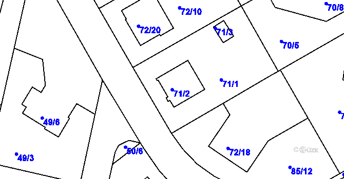 Parcela st. 71/2 v KÚ Lyžbice, Katastrální mapa