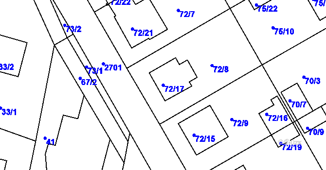 Parcela st. 72/17 v KÚ Lyžbice, Katastrální mapa