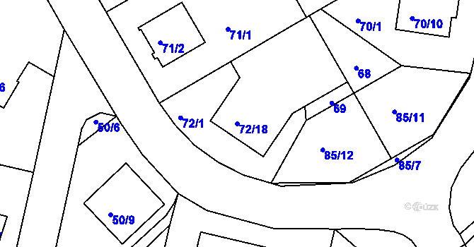 Parcela st. 72/18 v KÚ Lyžbice, Katastrální mapa