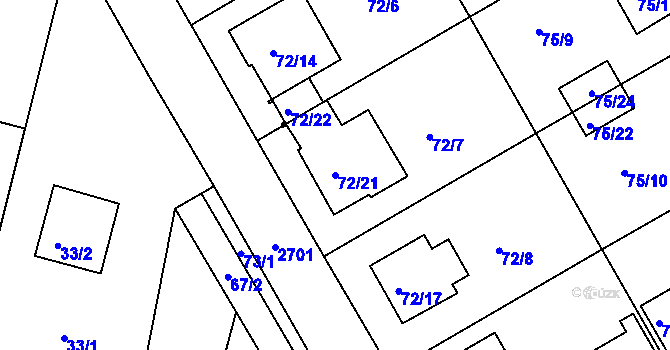 Parcela st. 72/21 v KÚ Lyžbice, Katastrální mapa