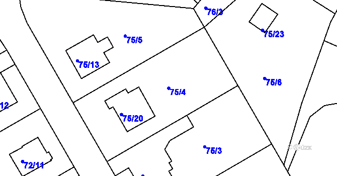 Parcela st. 75/4 v KÚ Lyžbice, Katastrální mapa