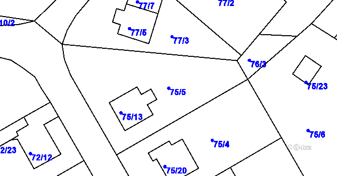 Parcela st. 75/5 v KÚ Lyžbice, Katastrální mapa