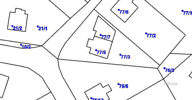 Parcela st. 77/5 v KÚ Lyžbice, Katastrální mapa
