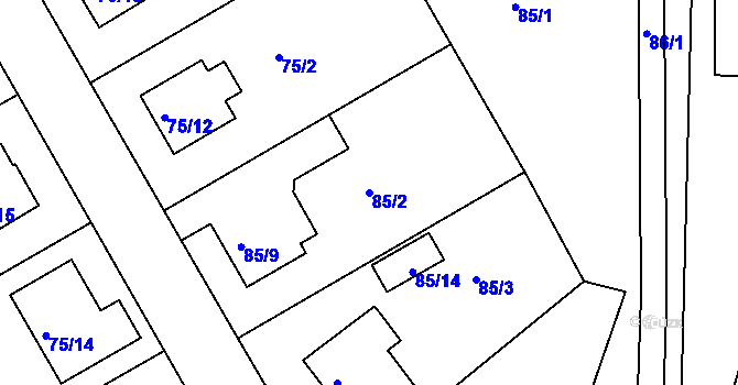 Parcela st. 85/2 v KÚ Lyžbice, Katastrální mapa