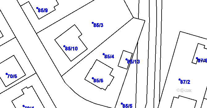 Parcela st. 85/4 v KÚ Lyžbice, Katastrální mapa