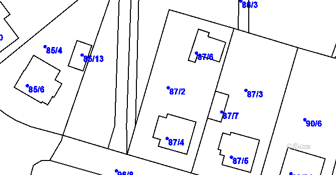 Parcela st. 87/2 v KÚ Lyžbice, Katastrální mapa