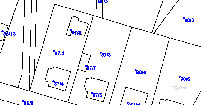 Parcela st. 87/3 v KÚ Lyžbice, Katastrální mapa