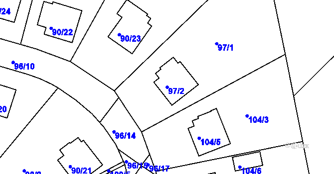 Parcela st. 97/2 v KÚ Lyžbice, Katastrální mapa
