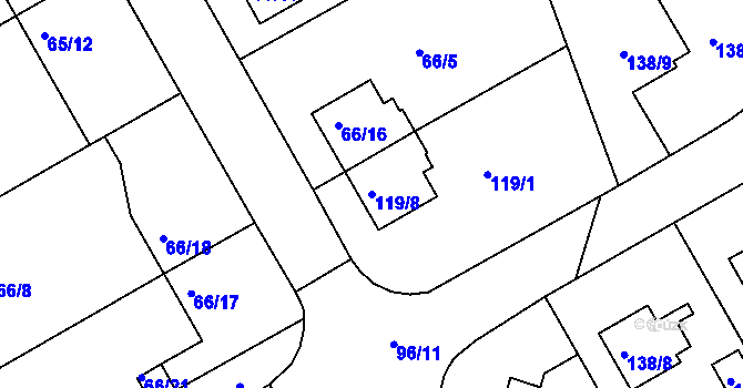 Parcela st. 119/8 v KÚ Lyžbice, Katastrální mapa