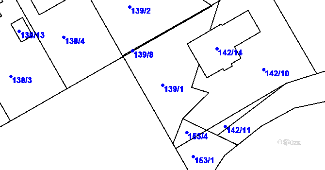 Parcela st. 139/1 v KÚ Lyžbice, Katastrální mapa