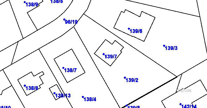 Parcela st. 139/7 v KÚ Lyžbice, Katastrální mapa