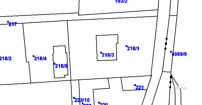 Parcela st. 218/3 v KÚ Lyžbice, Katastrální mapa
