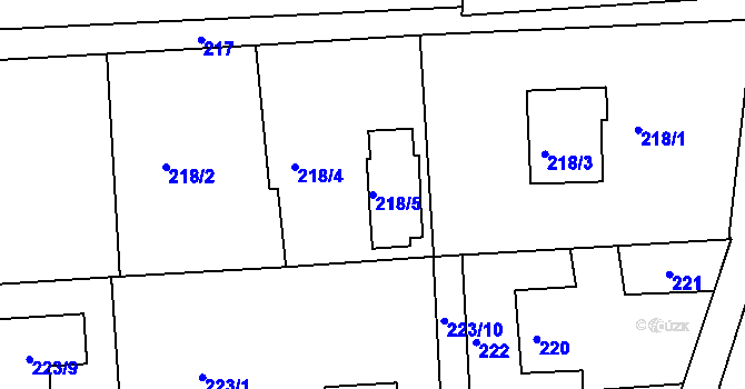 Parcela st. 218/5 v KÚ Lyžbice, Katastrální mapa