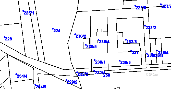 Parcela st. 230/5 v KÚ Lyžbice, Katastrální mapa