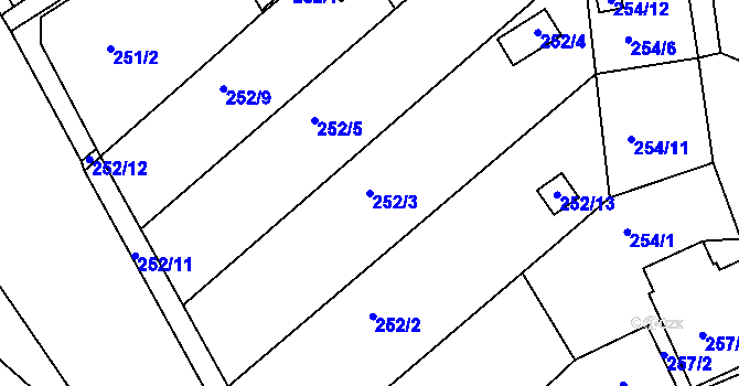 Parcela st. 252/3 v KÚ Lyžbice, Katastrální mapa