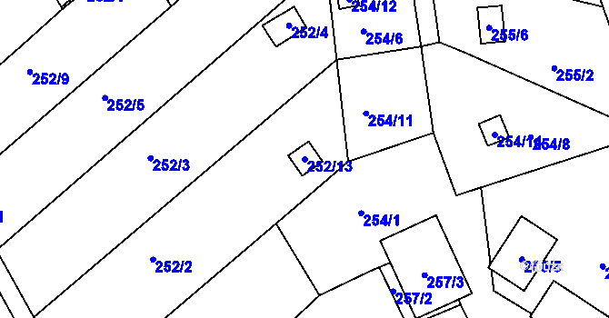 Parcela st. 252/13 v KÚ Lyžbice, Katastrální mapa