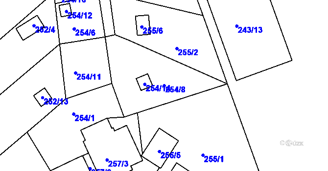 Parcela st. 254/8 v KÚ Lyžbice, Katastrální mapa