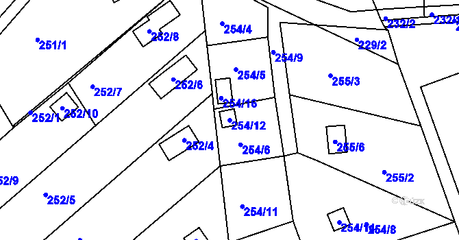 Parcela st. 254/12 v KÚ Lyžbice, Katastrální mapa
