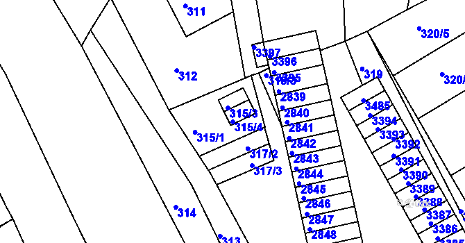 Parcela st. 315/4 v KÚ Lyžbice, Katastrální mapa