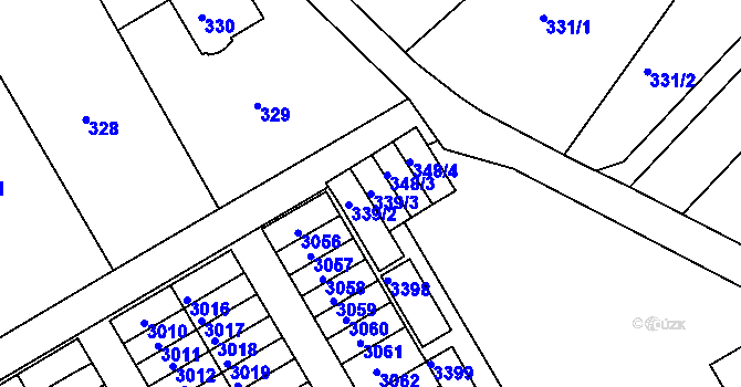 Parcela st. 339/3 v KÚ Lyžbice, Katastrální mapa