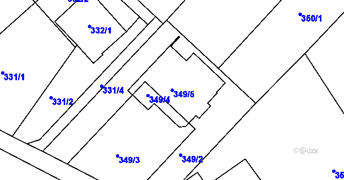 Parcela st. 349/5 v KÚ Lyžbice, Katastrální mapa