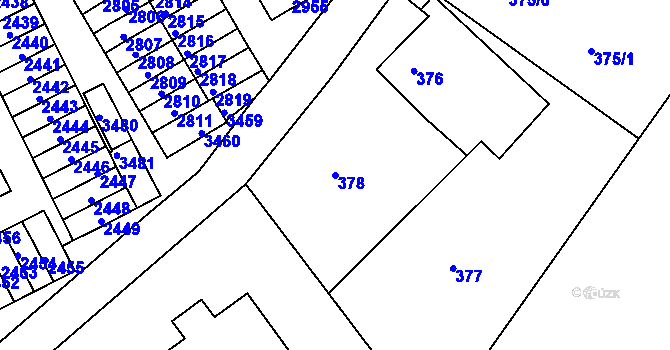 Parcela st. 378 v KÚ Lyžbice, Katastrální mapa