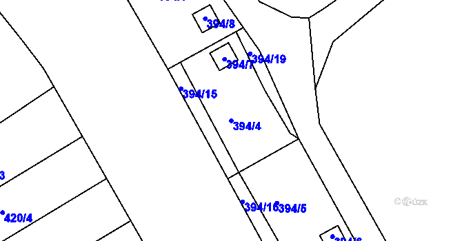 Parcela st. 394/4 v KÚ Lyžbice, Katastrální mapa