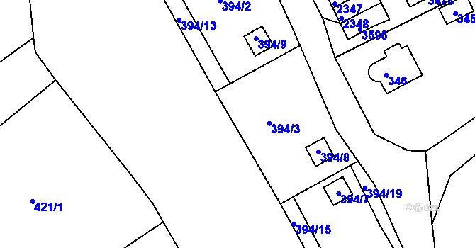 Parcela st. 394/14 v KÚ Lyžbice, Katastrální mapa
