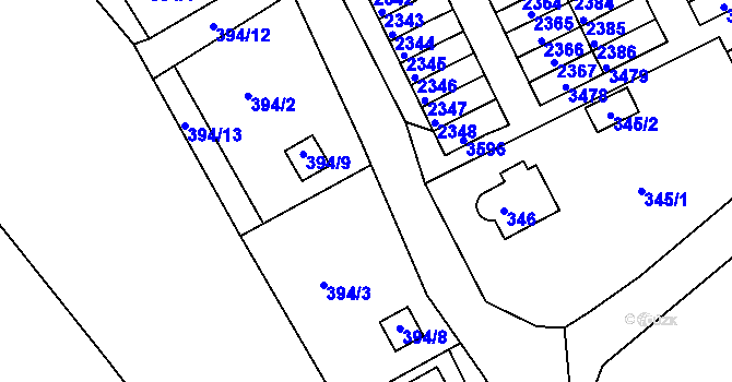 Parcela st. 394/18 v KÚ Lyžbice, Katastrální mapa