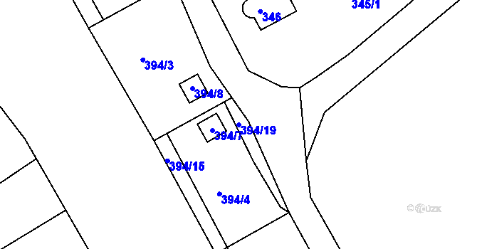 Parcela st. 394/19 v KÚ Lyžbice, Katastrální mapa