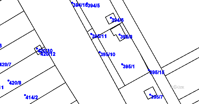 Parcela st. 395/10 v KÚ Lyžbice, Katastrální mapa
