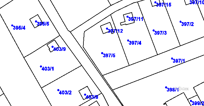 Parcela st. 397/5 v KÚ Lyžbice, Katastrální mapa