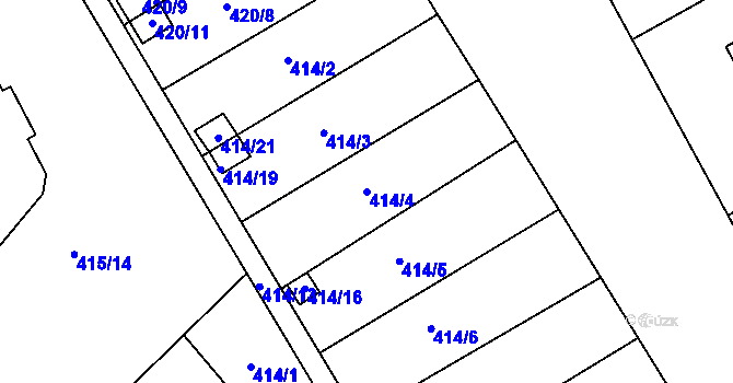 Parcela st. 414/4 v KÚ Lyžbice, Katastrální mapa