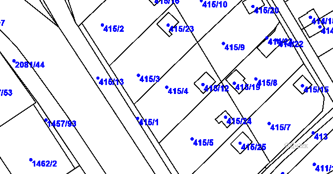 Parcela st. 415/4 v KÚ Lyžbice, Katastrální mapa