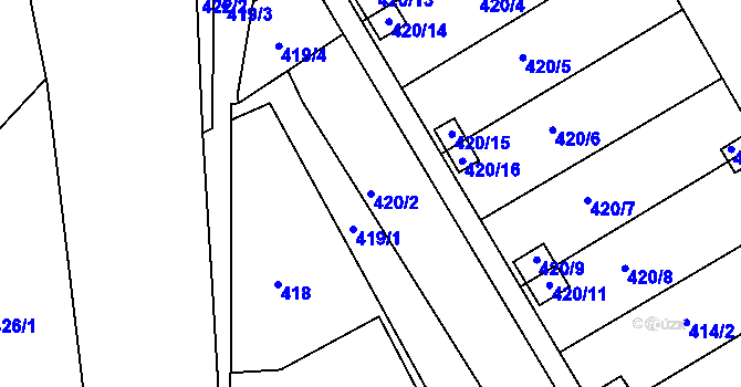 Parcela st. 420/2 v KÚ Lyžbice, Katastrální mapa