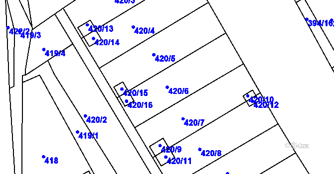 Parcela st. 420/6 v KÚ Lyžbice, Katastrální mapa