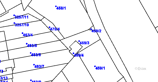 Parcela st. 459/3 v KÚ Lyžbice, Katastrální mapa