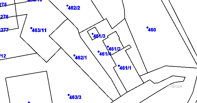 Parcela st. 461/4 v KÚ Lyžbice, Katastrální mapa
