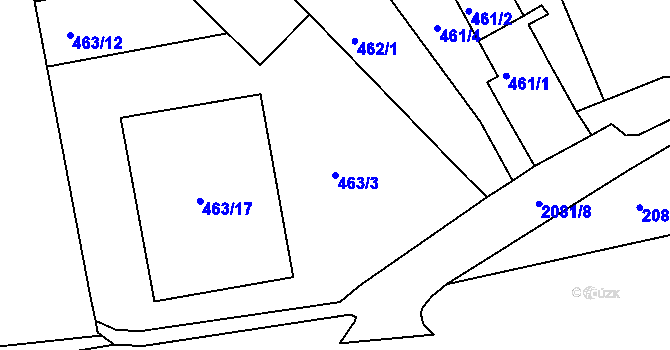 Parcela st. 463/3 v KÚ Lyžbice, Katastrální mapa