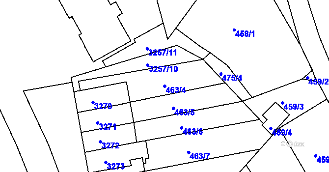 Parcela st. 463/4 v KÚ Lyžbice, Katastrální mapa