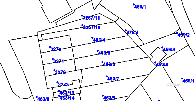 Parcela st. 463/5 v KÚ Lyžbice, Katastrální mapa