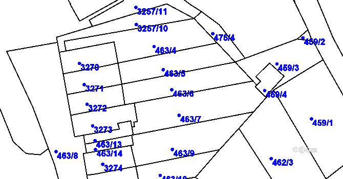 Parcela st. 463/6 v KÚ Lyžbice, Katastrální mapa