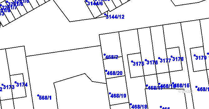 Parcela st. 468/2 v KÚ Lyžbice, Katastrální mapa