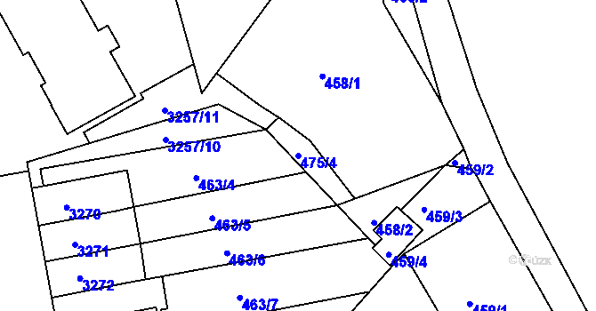 Parcela st. 475/4 v KÚ Lyžbice, Katastrální mapa
