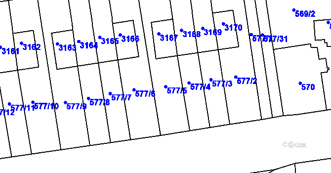 Parcela st. 577/5 v KÚ Lyžbice, Katastrální mapa