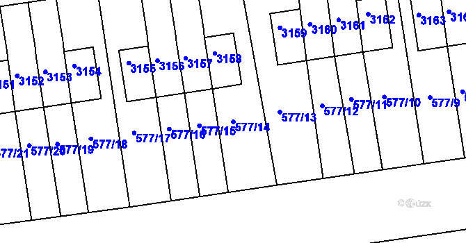 Parcela st. 577/14 v KÚ Lyžbice, Katastrální mapa