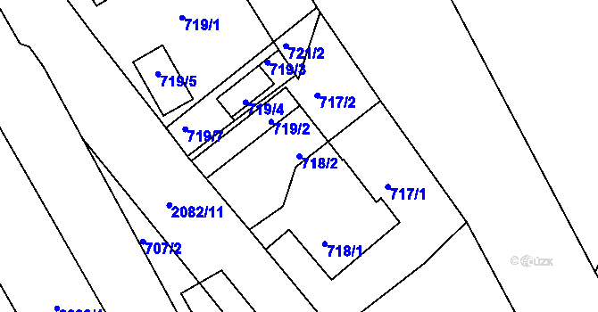 Parcela st. 718/2 v KÚ Lyžbice, Katastrální mapa