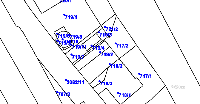 Parcela st. 719/2 v KÚ Lyžbice, Katastrální mapa