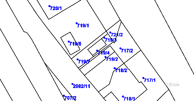 Parcela st. 719/4 v KÚ Lyžbice, Katastrální mapa